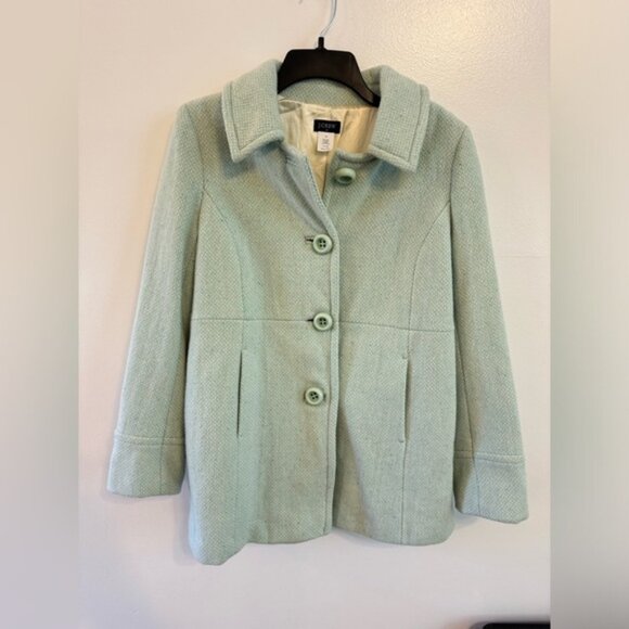 J. Crew Wool Blend Button Down Coat - Size 10 - Picture 1 of 10
